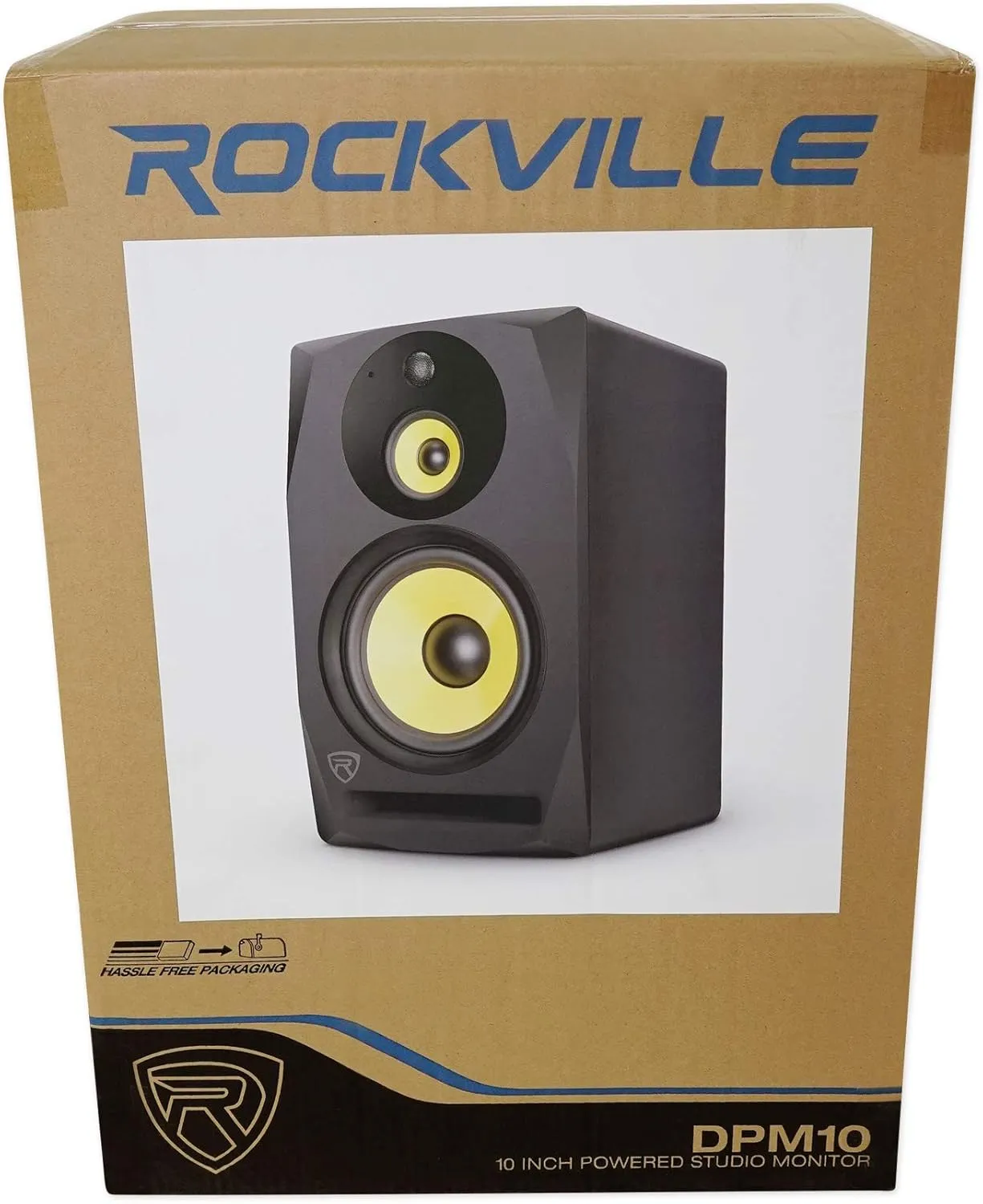 Rockville DPM10B 10" 400w Powered Active 3-Way Studio Monitor Speaker Full Range, Black, 10 inch