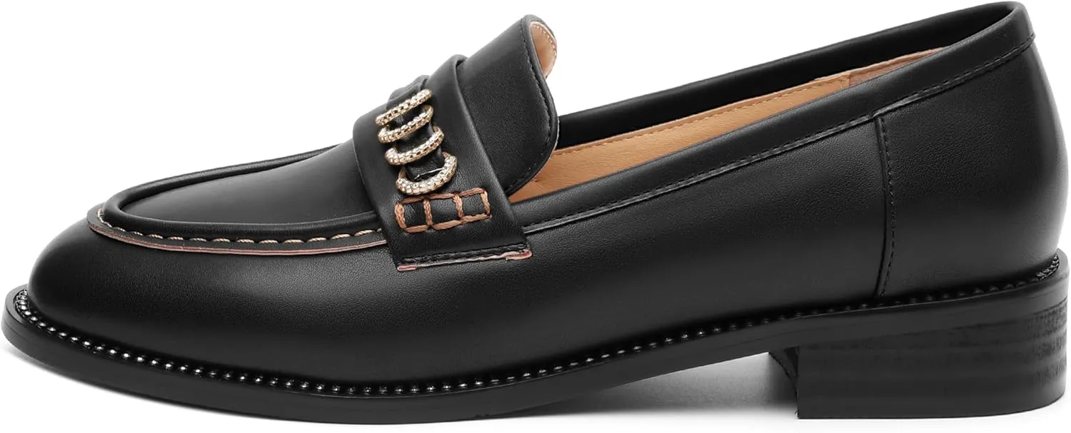 ROSERWISH Loafers for Women Comfort Chunky Low Heel Shoes Casual Slip On Penny Loafers Bussiness Fashion Work Shoes Ladies Dress Shoes