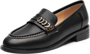 ROSERWISH Loafers for Women Comfort Chunky Low Heel Shoes Casual Slip On Penny Loafers Bussiness Fashion Work Shoes Ladies Dress Shoes