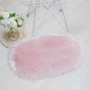 RosieLily Ultra Soft 1.3x2 Feet Faux Fur Area Rug, Fluffy Shaggy Sheepskin Fur Pink Fuzzy Machine Washable Shag Throw Rug for Nursery, Kids Room, Living Room