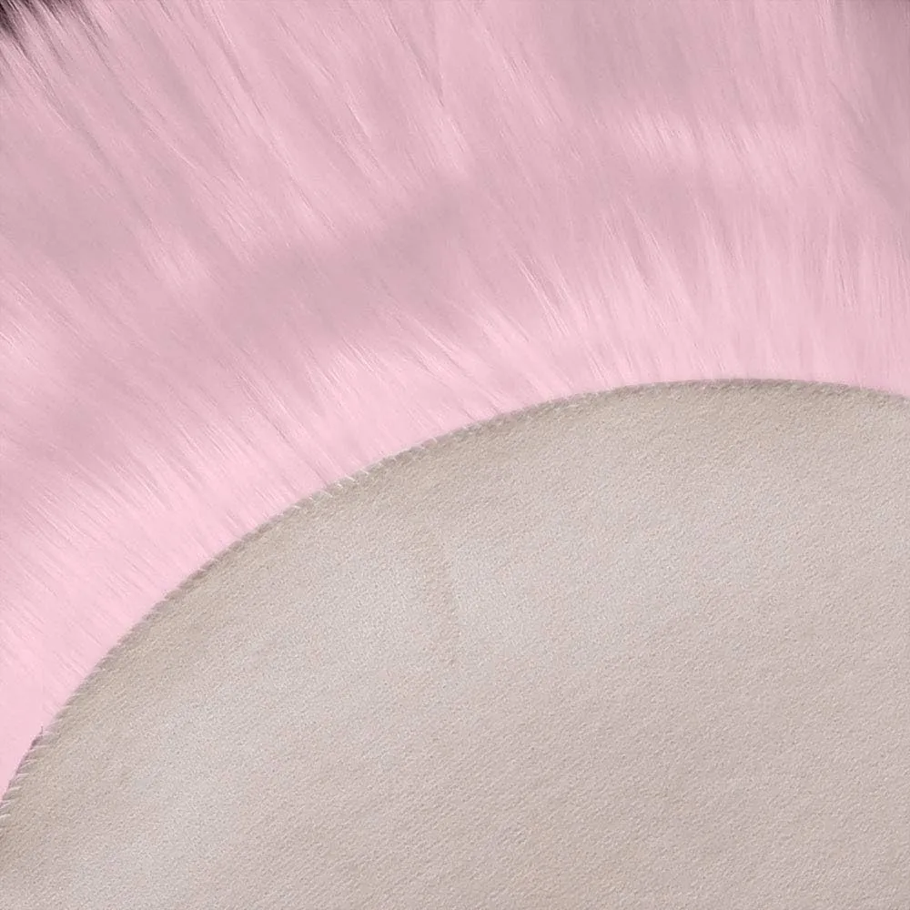 RosieLily Ultra Soft 1.3x2 Feet Faux Fur Area Rug, Fluffy Shaggy Sheepskin Fur Pink Fuzzy Machine Washable Shag Throw Rug for Nursery, Kids Room, Living Room