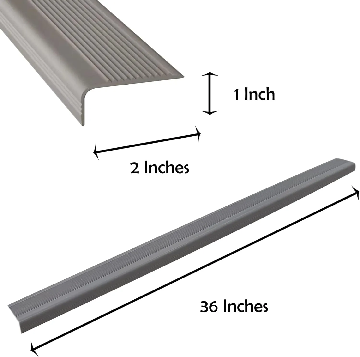 RUBBER BOND Stair Edge Protector (Pack of 5) 36x2x1 inch Anti-Slip Stair Corner Trim Rubber Strips - Waterproof Self-Adhesive Staircases for Outdoor & Indoor Uses | Protect Kids & Pets - Grey