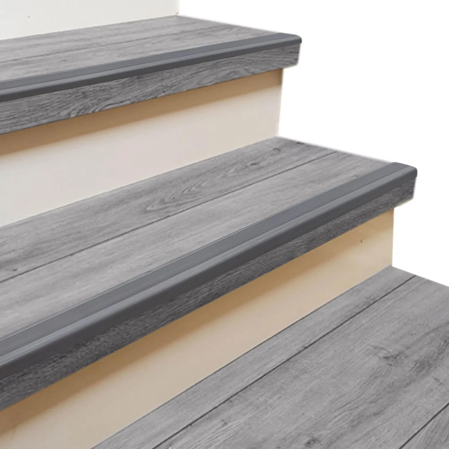 RUBBER BOND Stair Edge Protector (Pack of 5) 36x2x1 inch Anti-Slip Stair Corner Trim Rubber Strips - Waterproof Self-Adhesive Staircases for Outdoor & Indoor Uses | Protect Kids & Pets - Grey