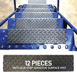 Rubber Stair Treads 12 Pack 4" x 17” - Textured Non-Slip Mats for Staircase - Heavy Duty EPDM Rubber Anti Skid Strips for Outside - Adhesive Bottom