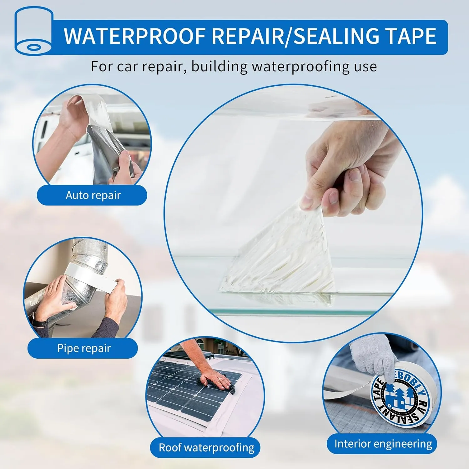 RV Roof Tape,Leak Repair Sealant Tape 4 Inch x 50 Foot UV & Waterproof for RV Roof,Window,Camper, Boat,Pipe Sealing, Natural White