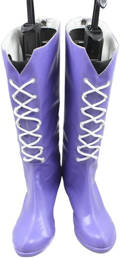Sailor Saturn Cosplay Shoes Boots Purple Women Shoes Halloween Mid Heels Shoes