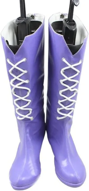 Sailor Saturn Cosplay Shoes Boots Purple Women Shoes Halloween Mid Heels Shoes