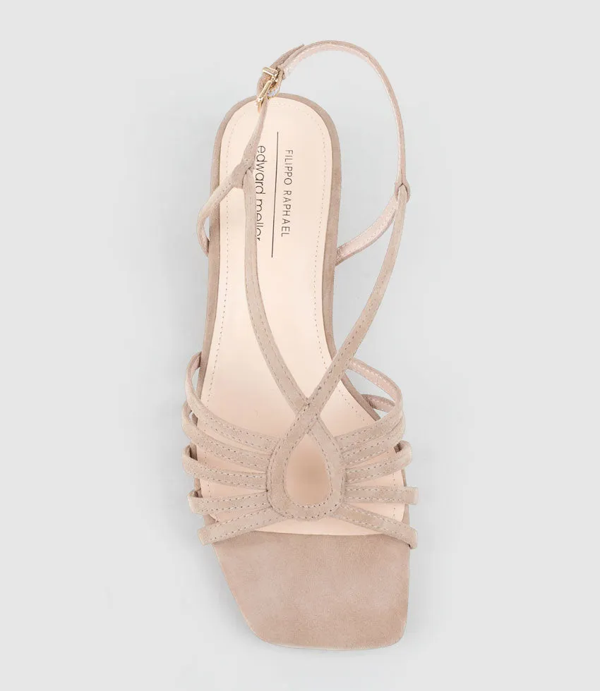 SAMA35 Strappy Sandal in Nude Suede