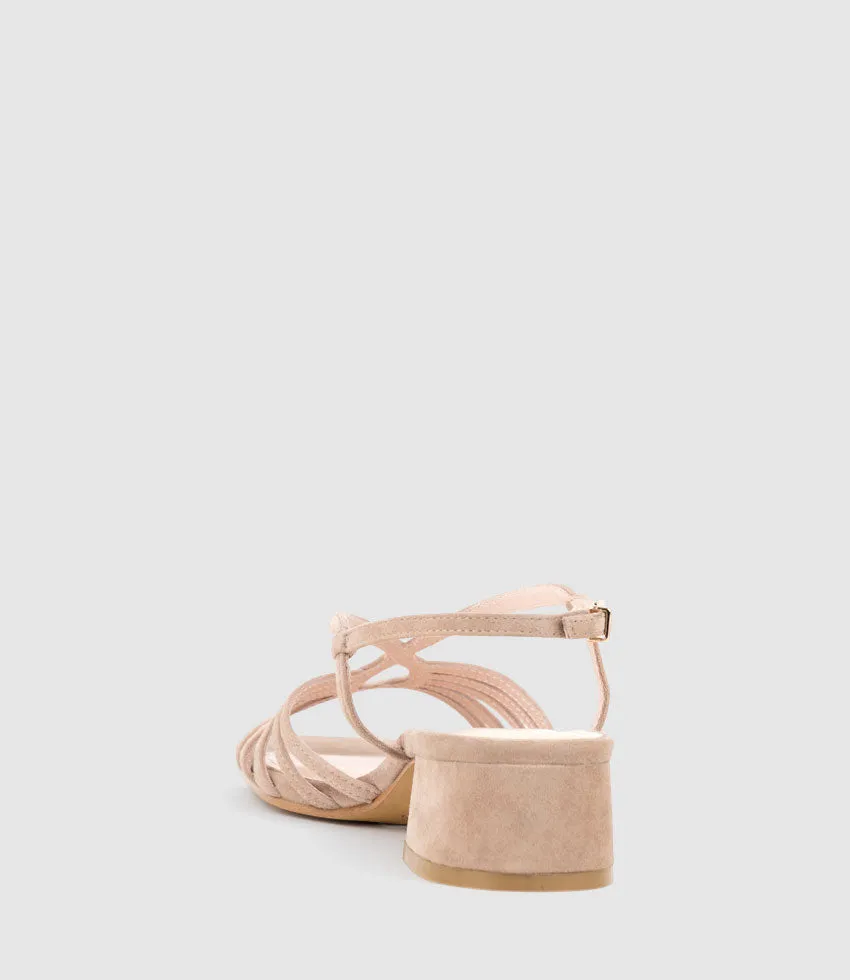 SAMA35 Strappy Sandal in Nude Suede