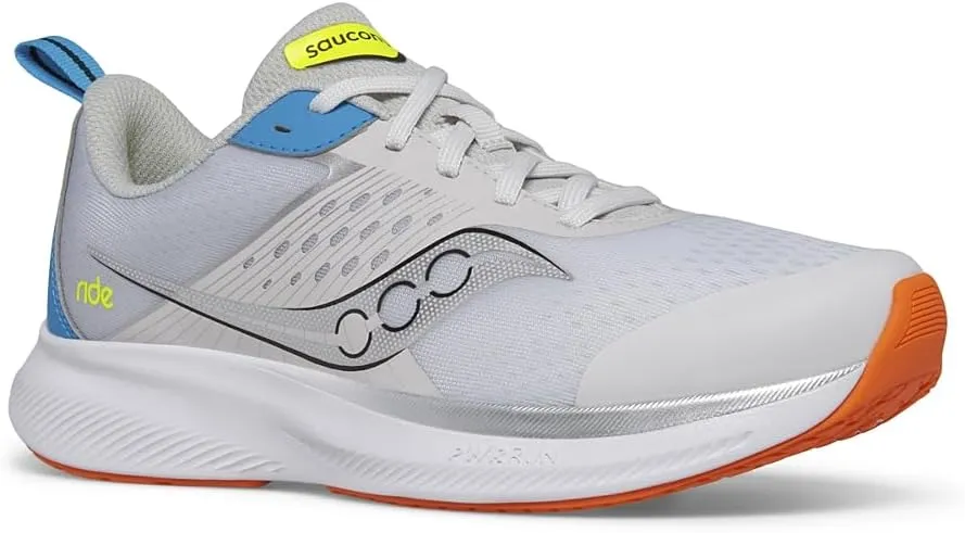 Saucony Ride Kidz Sneaker, Grey/Blue/Citron, 5 US Unisex Big Kid