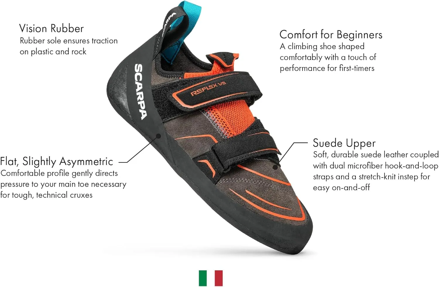 SCARPA Men's Reflex VS Beginner Rock Climbing Shoes for Gym & Sport Climbing