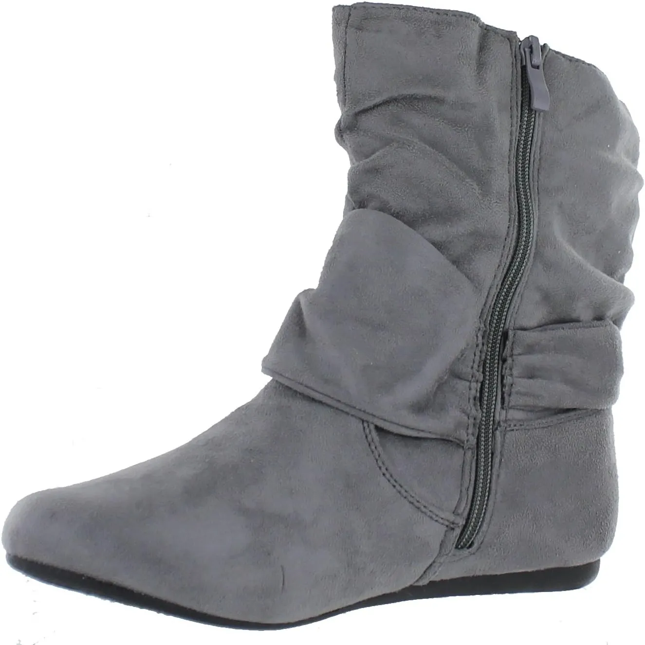 Selena-58 Women's Fashion Mid Calf Flat Heel Side Zipper Slouch Boots
