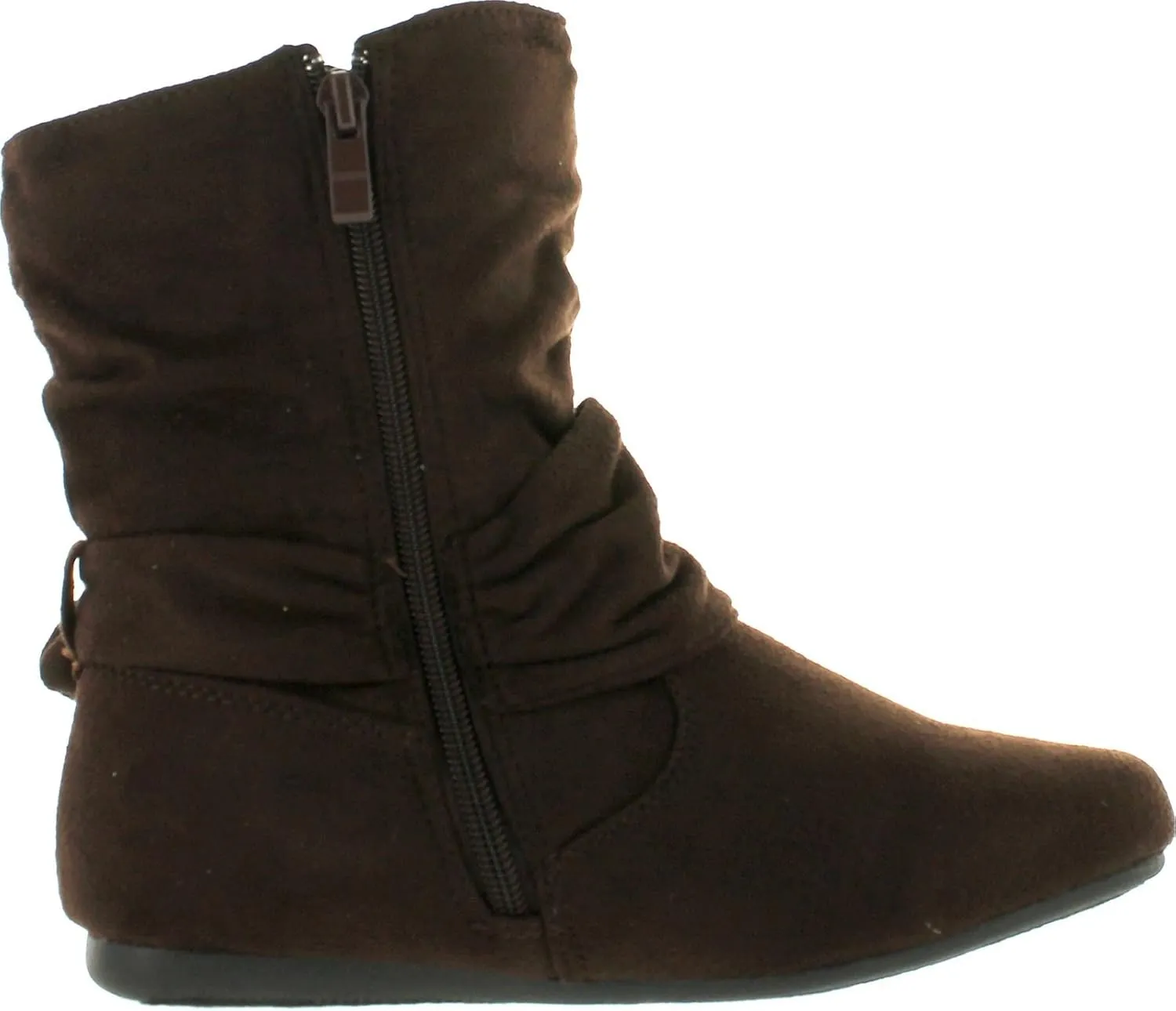 Selena-58 Women's Fashion Mid Calf Flat Heel Side Zipper Slouch Boots