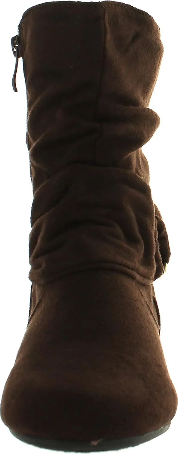 Selena-58 Women's Fashion Mid Calf Flat Heel Side Zipper Slouch Boots