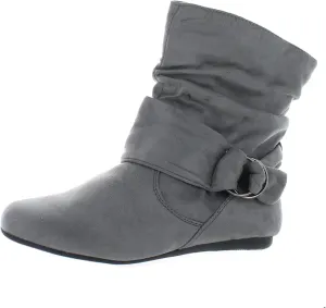 Selena-58 Women's Fashion Mid Calf Flat Heel Side Zipper Slouch Boots