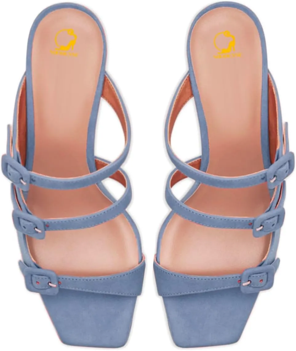 SHODENSE Women Kitten Heels Mules Square Open Toe Sandals Suede 2 Inch Mid Heels Slippers Buckle Strappy Patent Crocodile Mule Clogs Peep Toe Slip-Ons Comfortable Slides Shoes Dressy Fashion 4-11 M US