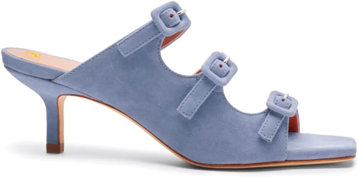 SHODENSE Women Kitten Heels Mules Square Open Toe Sandals Suede 2 Inch Mid Heels Slippers Buckle Strappy Patent Crocodile Mule Clogs Peep Toe Slip-Ons Comfortable Slides Shoes Dressy Fashion 4-11 M US