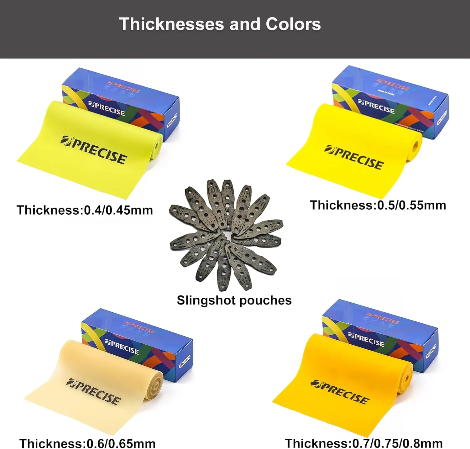 Slingshot Bands Flat 0.4/0.5/0.55/0.6/0.65/0.7/0.75/0.8mm Professional Adults Hunting Replacement Bands Material 2M Length Rolls Heavy Duty Homemade Wide Simple Shot Bands Shooting Quick Rebound