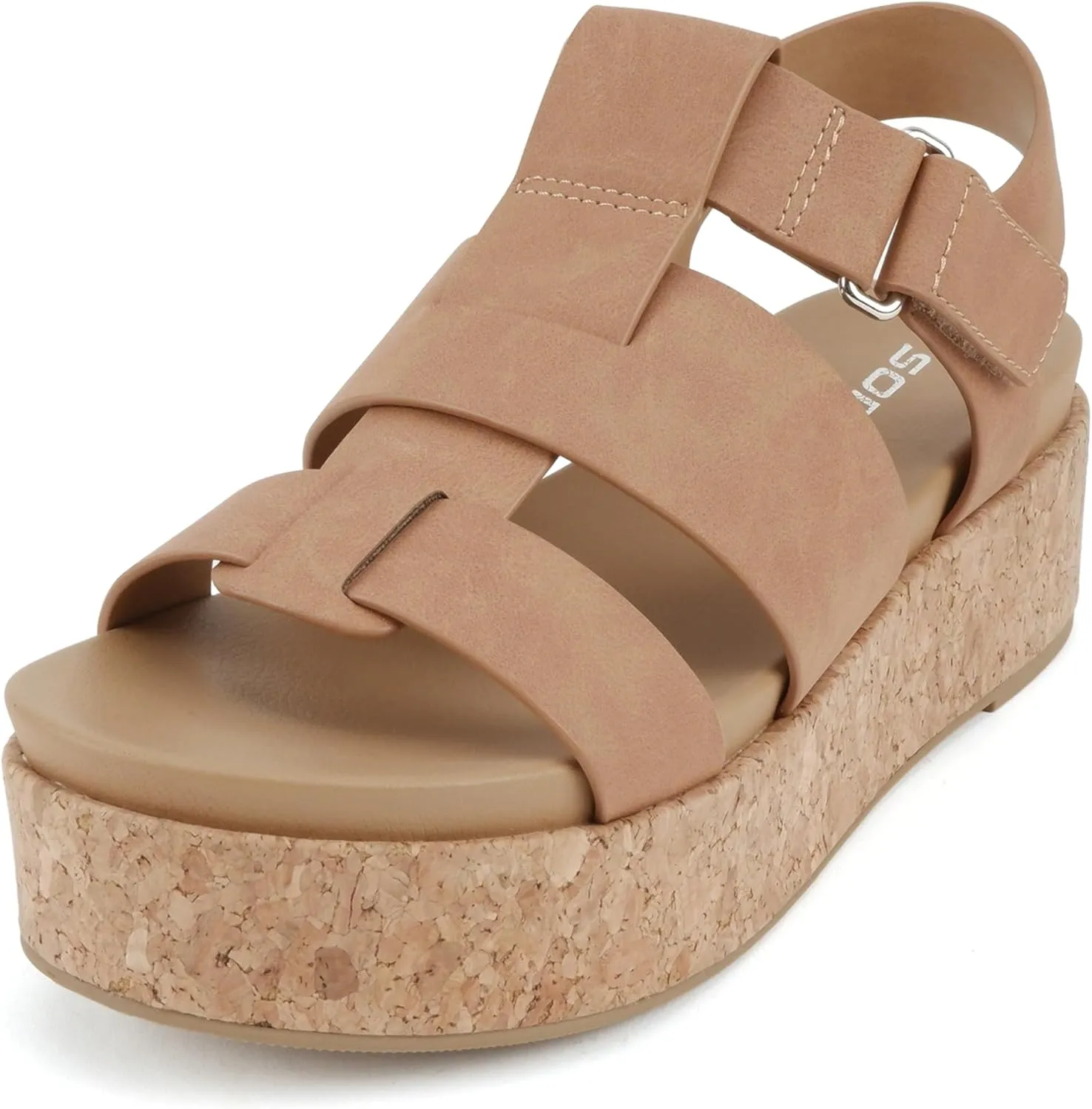 Soda “Amenda” ~ Women Round Toe Fisherman Platform Low Heel Wedge Sandal with Adjustable Ankle Strap