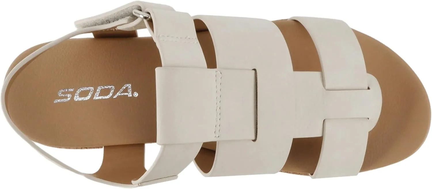 Soda “Amenda” ~ Women Round Toe Fisherman Platform Low Heel Wedge Sandal with Adjustable Ankle Strap