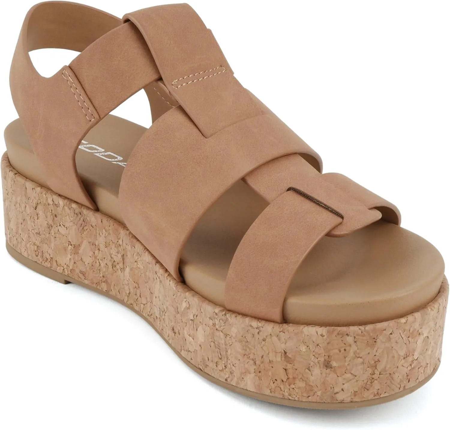Soda “Amenda” ~ Women Round Toe Fisherman Platform Low Heel Wedge Sandal with Adjustable Ankle Strap
