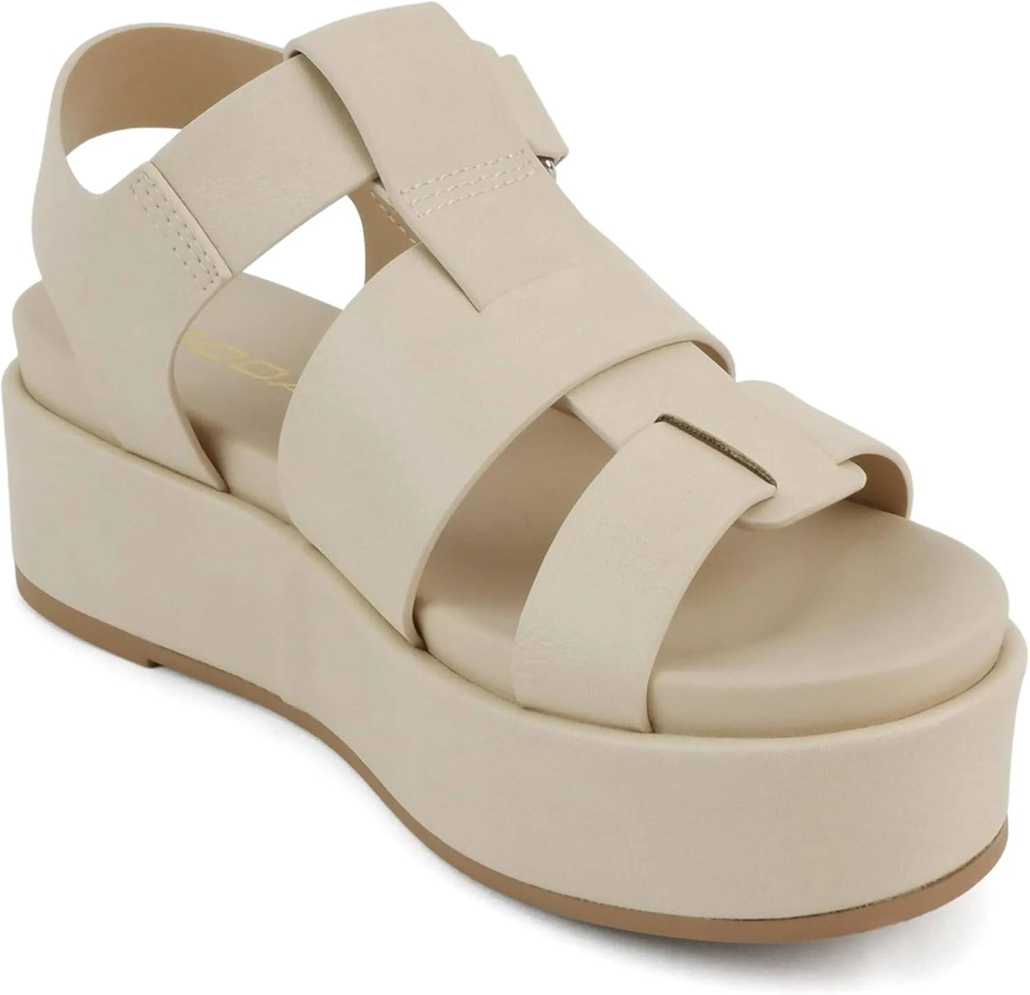 Soda “Amenda” ~ Women Round Toe Fisherman Platform Low Heel Wedge Sandal with Adjustable Ankle Strap
