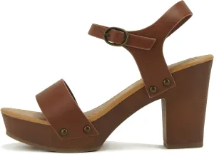 Soda CHIVAS ~ Women's Bold Buckles Studded Wedge Sandal