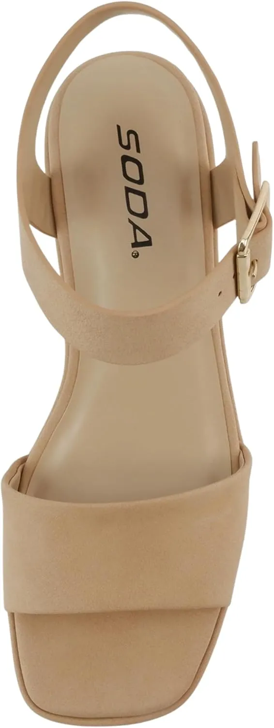 Soda Launch ~ Women Open Toe Ankle Strap Platform Chunky High Heeled Sandal
