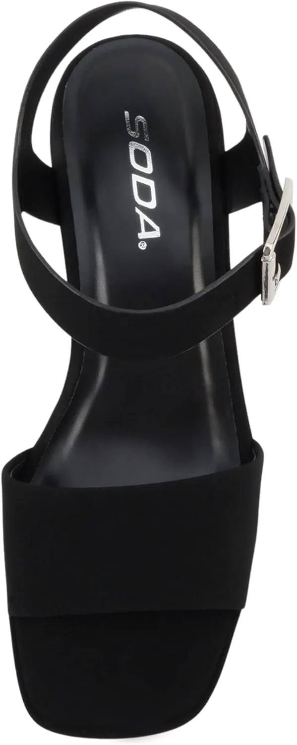 Soda Launch ~ Women Open Toe Ankle Strap Platform Chunky High Heeled Sandal