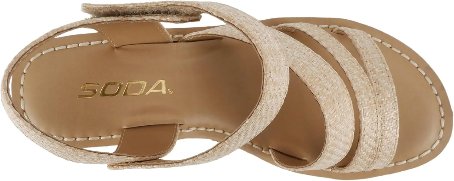 Soda “Sheet” ~ Women Round Toe Multi Strap Wedge Sandal