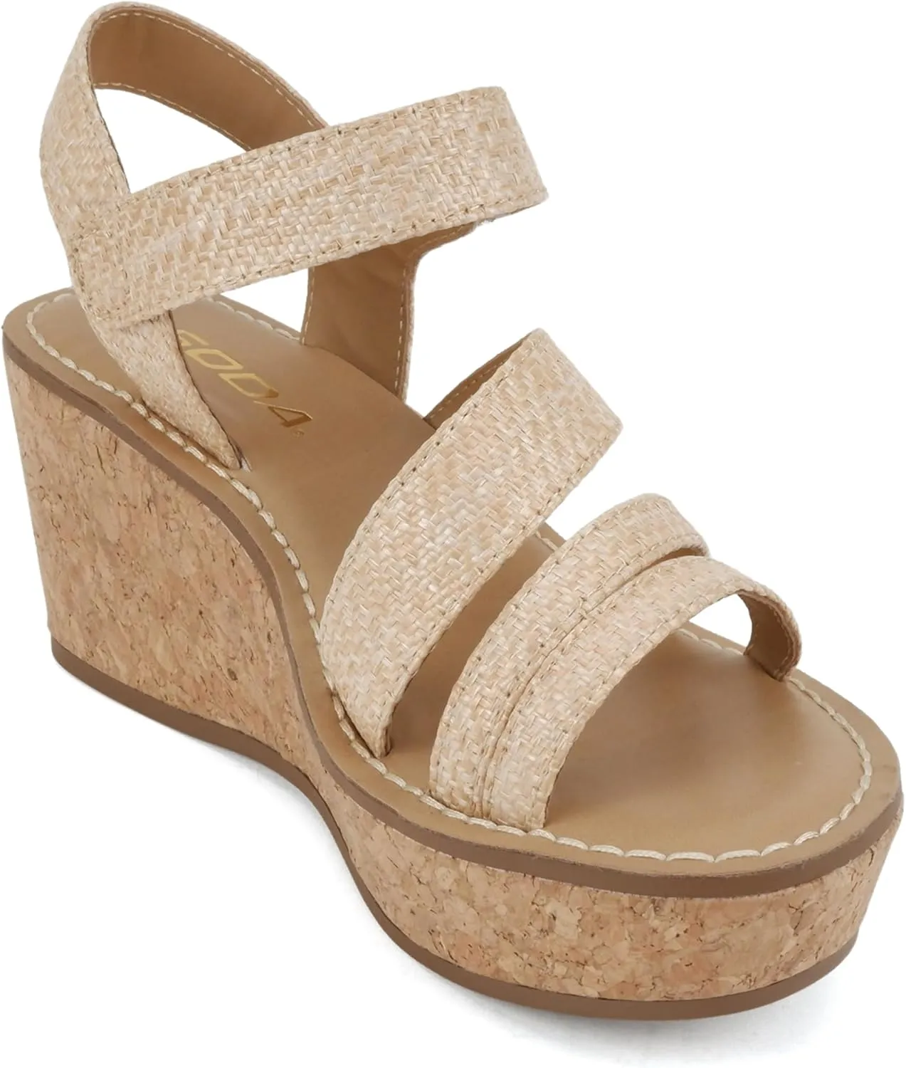 Soda “Sheet” ~ Women Round Toe Multi Strap Wedge Sandal