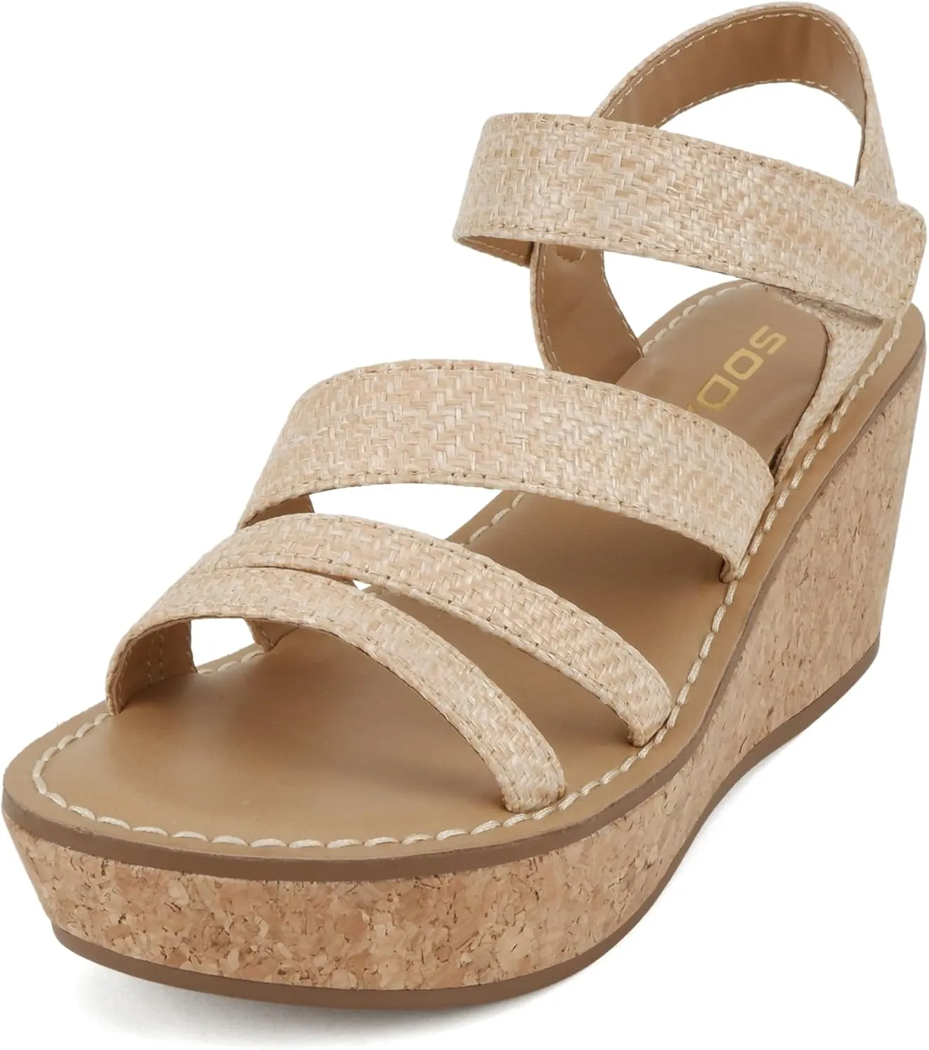 Soda “Sheet” ~ Women Round Toe Multi Strap Wedge Sandal