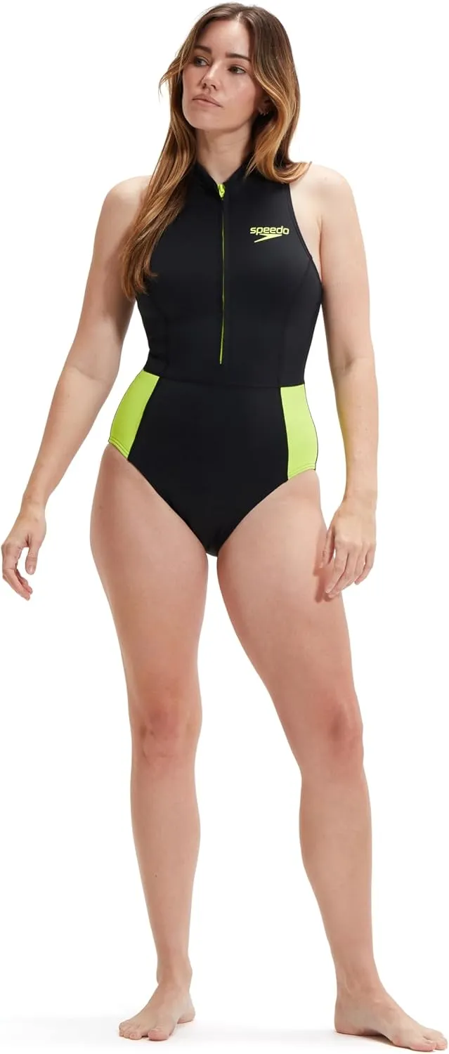 Speedo Women's Swimsuit One Piece Zip Front Thermal Open Water