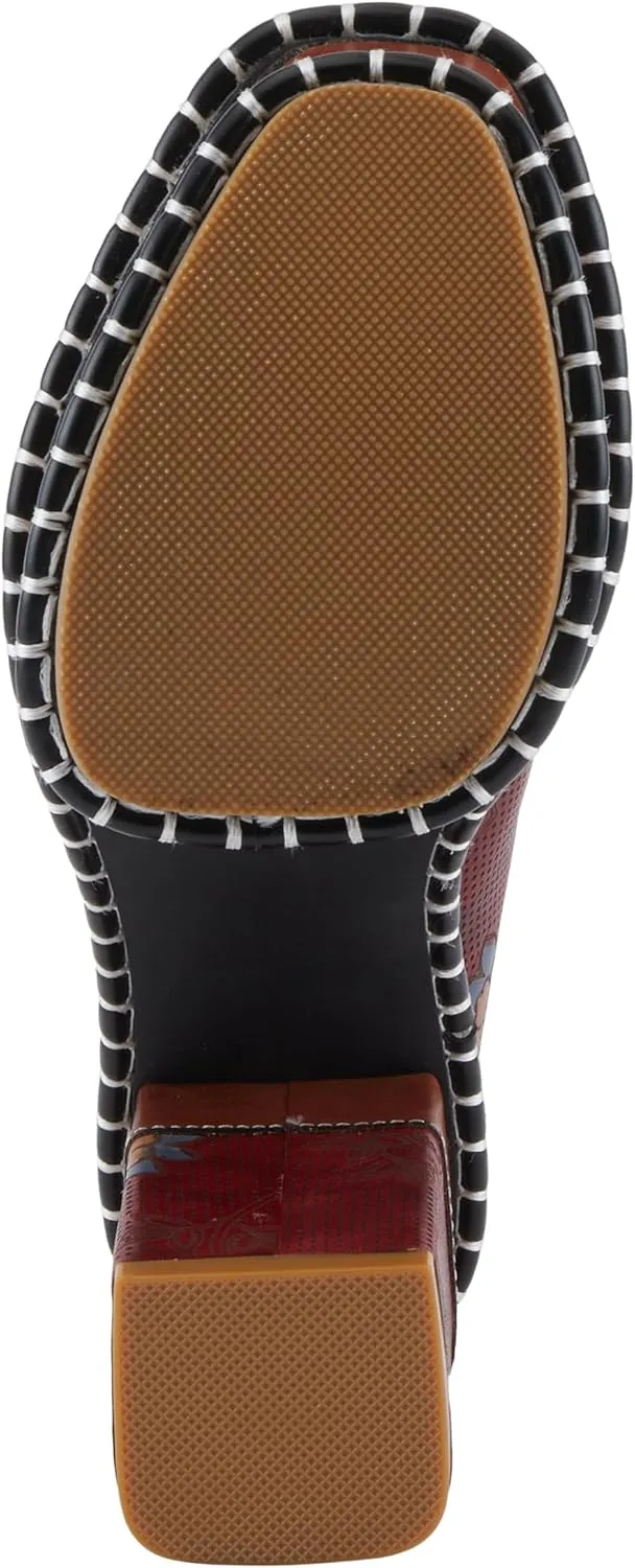 Spring Step L'Artiste MercyMe Women's Retro-Chic Mule - Antique Brass Bit, Floral Handpainted Pattern