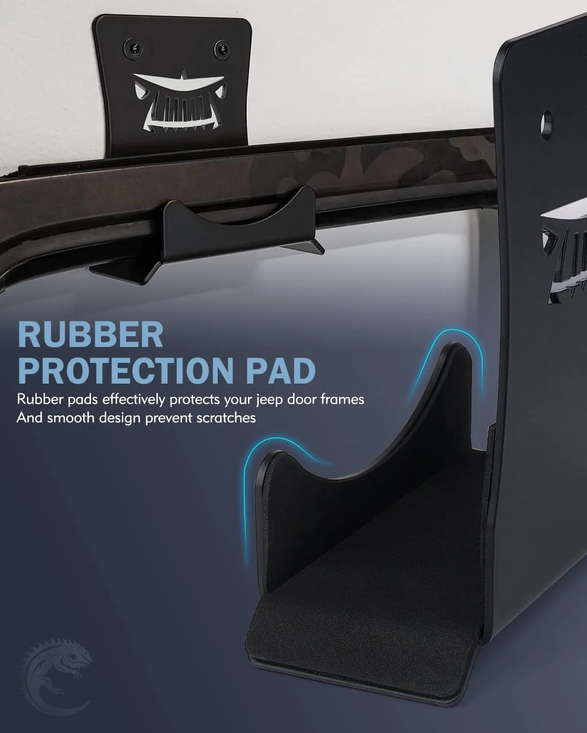 Storage Door Hangers Compatible with 1956-2024 Jeep Wrangler, Wall-Mounted Removable Door Storage Holder with Rubber Lining - 4PACK