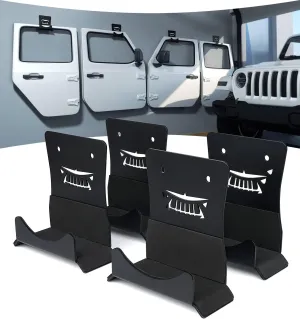 Storage Door Hangers Compatible with 1956-2024 Jeep Wrangler, Wall-Mounted Removable Door Storage Holder with Rubber Lining - 4PACK