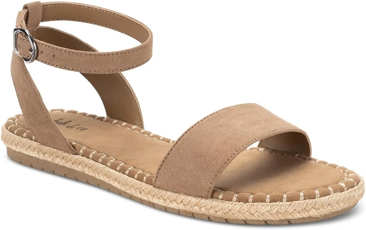 Style & Co. Womens Peggyy Faux Suede Flat Ankle Strap Taupe 11 Medium (B,M)