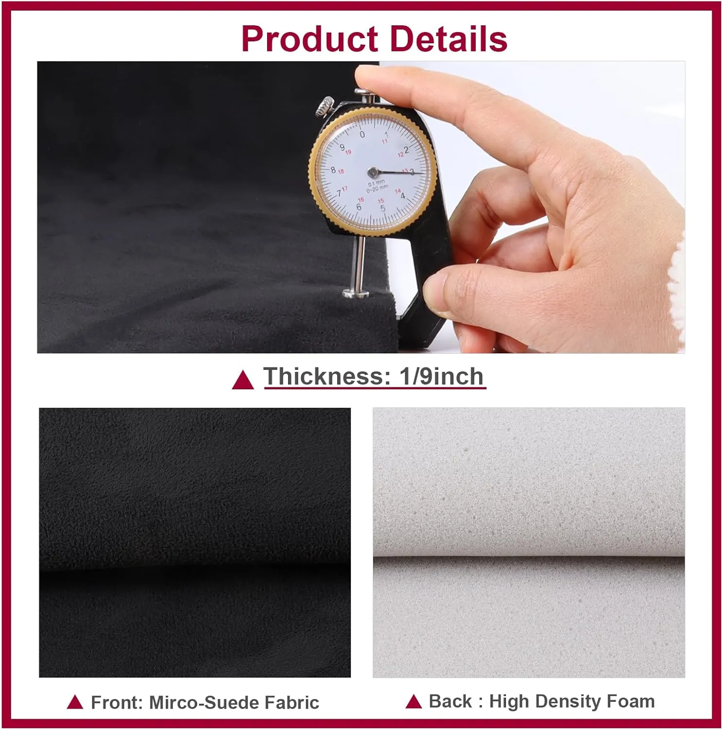Suede Headliner Fabric 60" Wide by 98" with Foam Backing Auto Headliner Replacement Material, Car Roof Upholstery Fabric Repairing for Truck RV SUV Boat Home, Black