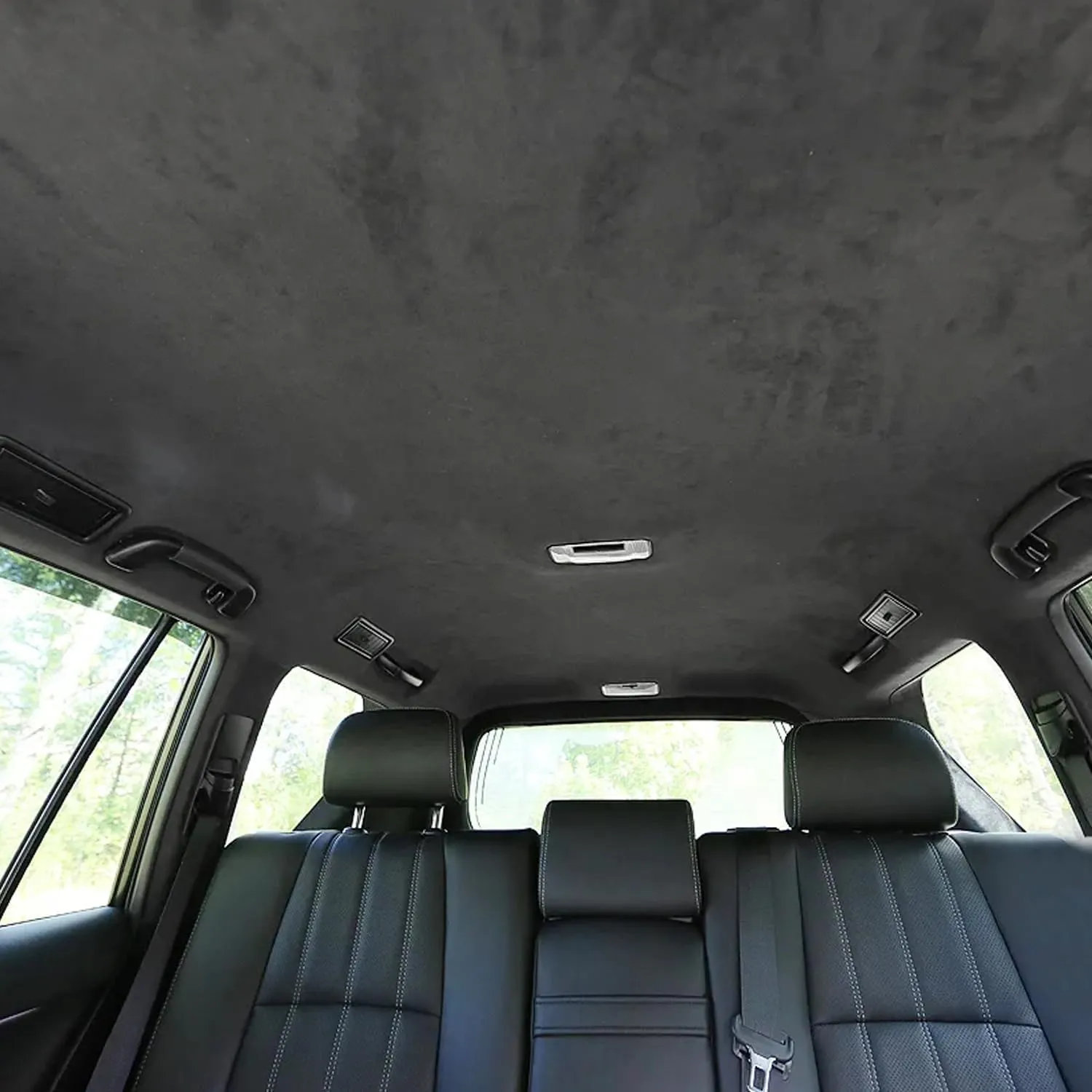 Suede Headliner Fabric 60" Wide by 98" with Foam Backing Auto Headliner Replacement Material, Car Roof Upholstery Fabric Repairing for Truck RV SUV Boat Home, Black