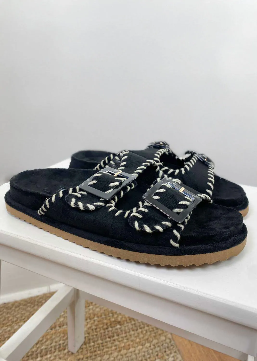 Talia Footbed Sandals in Black