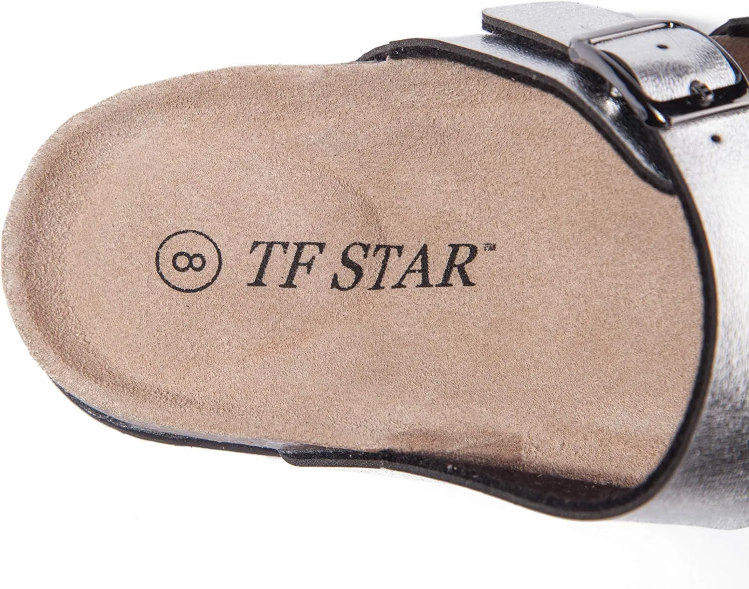 TF STAR Adjustable Sandals, Flat Leather Casual Slippers for Women & Ladies, Flip-Flops Ring Open-Toe Slide Cork Footbed for Teenagers/Girls