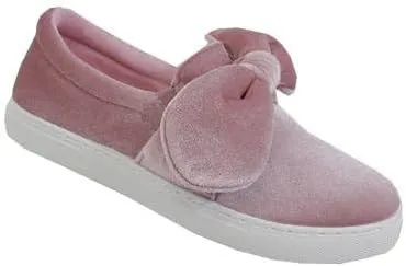 TIA-123 Women's Velvet Sneaker With Bow Black Shoes