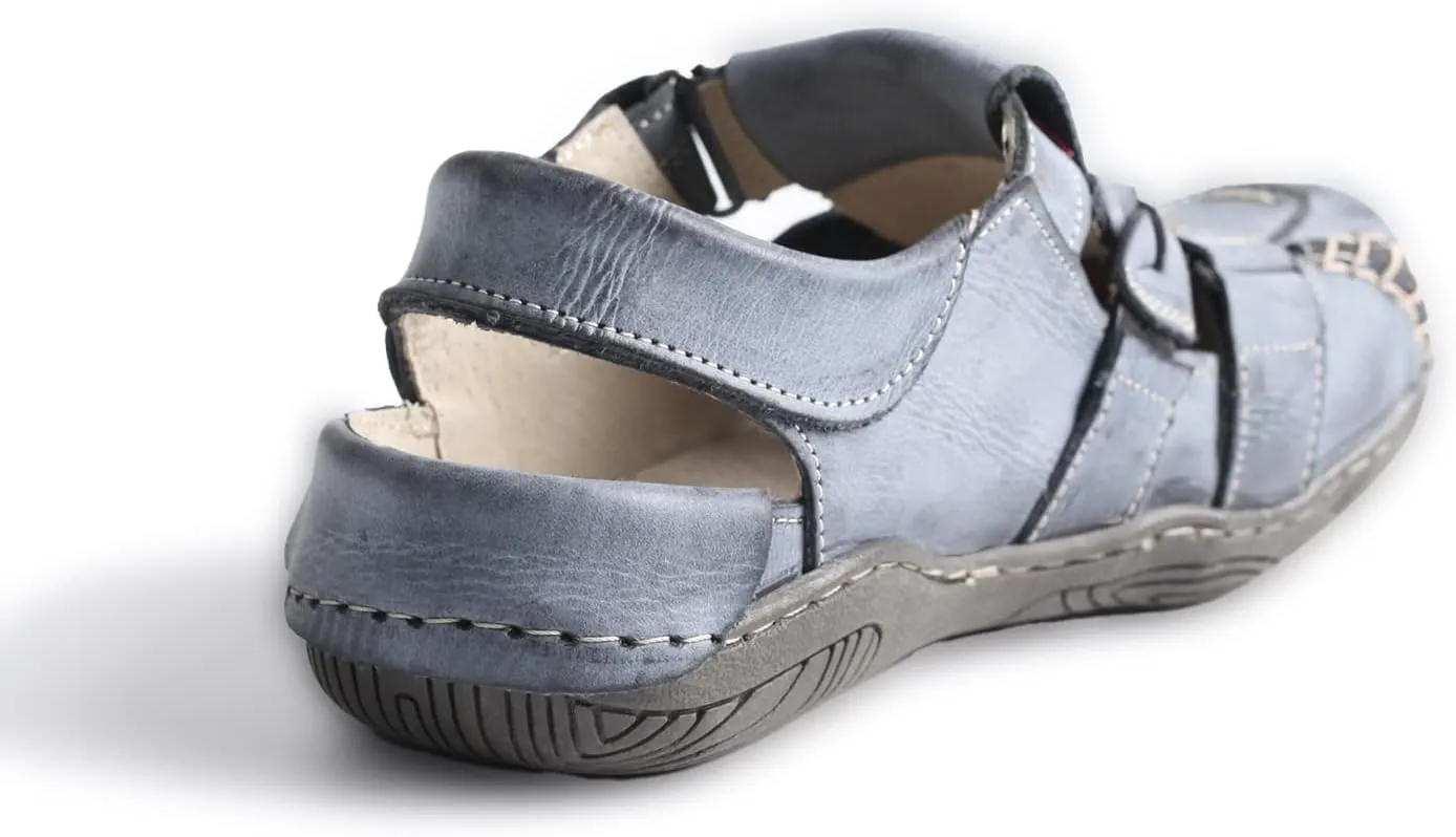 TMA EYES Women's Braided Closed-Toe Leather Sandal