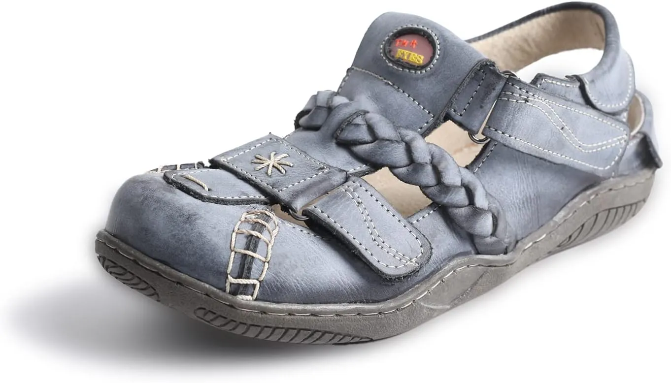 TMA EYES Women's Braided Closed-Toe Leather Sandal