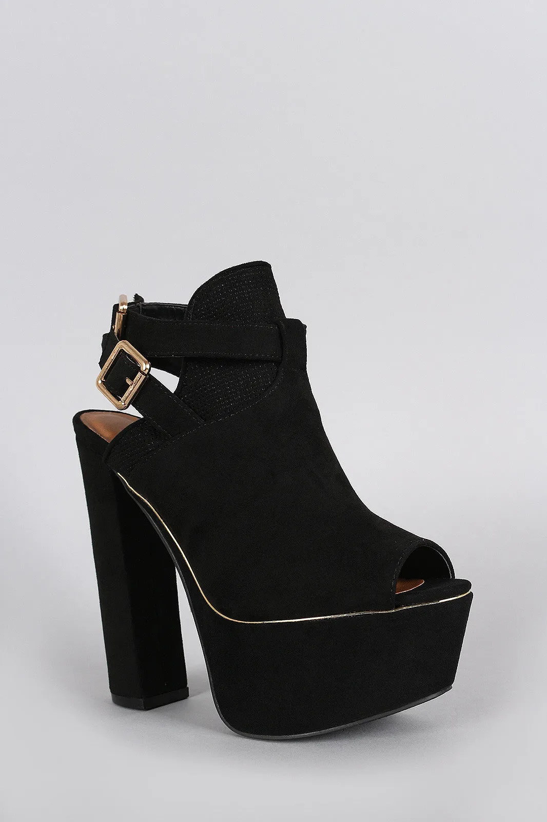 Toe Slingback Unmatched variety Peep Heel Qupid Reduced cost Buckled Suede Mule