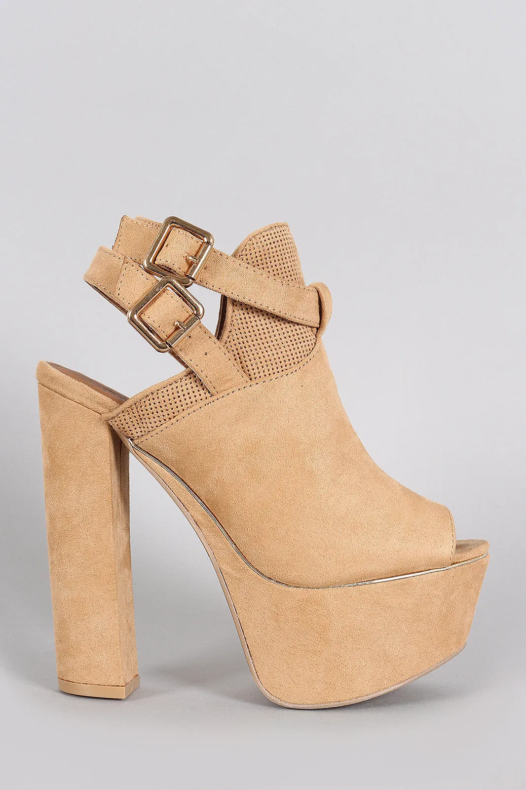 Toe Slingback Unmatched variety Peep Heel Qupid Reduced cost Buckled Suede Mule