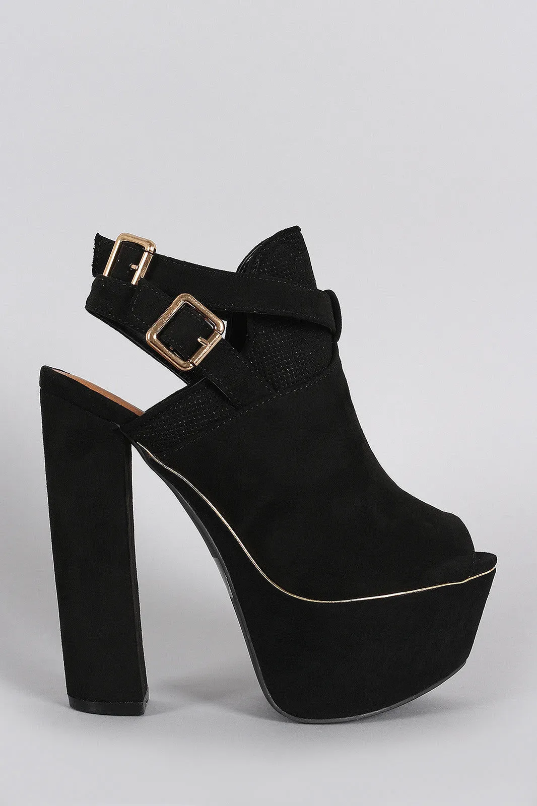 Toe Slingback Unmatched variety Peep Heel Qupid Reduced cost Buckled Suede Mule