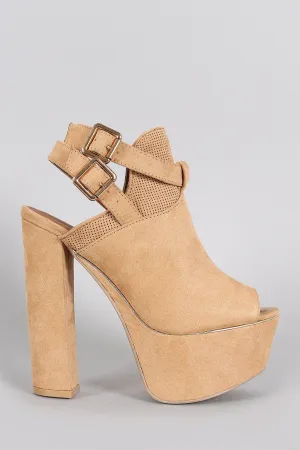 Toe Slingback Unmatched variety Peep Heel Qupid Reduced cost Buckled Suede Mule