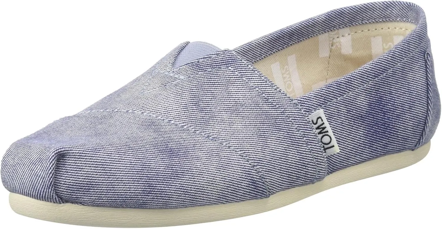 Toms Women's 10009727 Slate Blue Washed Twill Alpargata Flat, Slate Blue, 9 M US