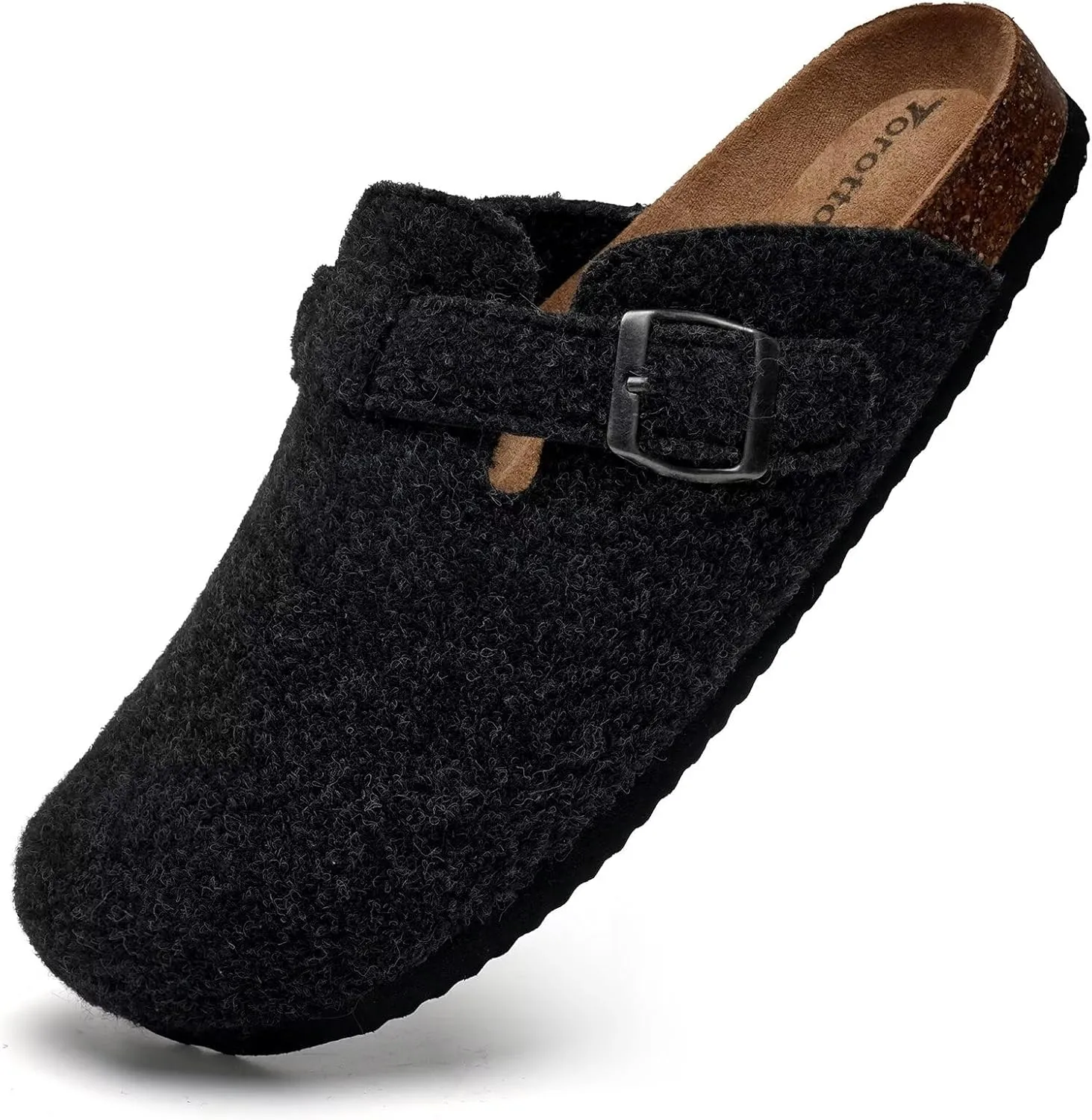 Torotto Womens Mens Clogs Cork Footbed Suede Slippers Arch Support Potato Shoes with Adjustable Buckle